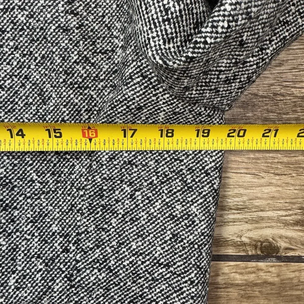 Anne Klein Wool Cropped Blazer Size 10 Black White Double Breasted Lined Jacket